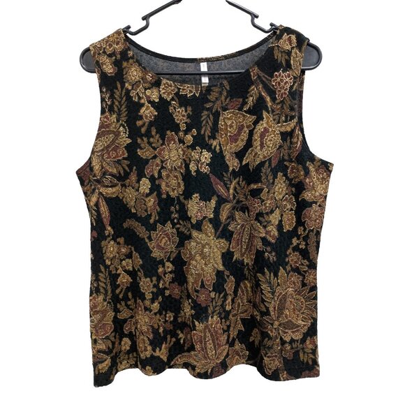White Stag Tops - VTG 90s White Stag Womens Tank Top Large Floral Burnout Whimsygoth Grunge